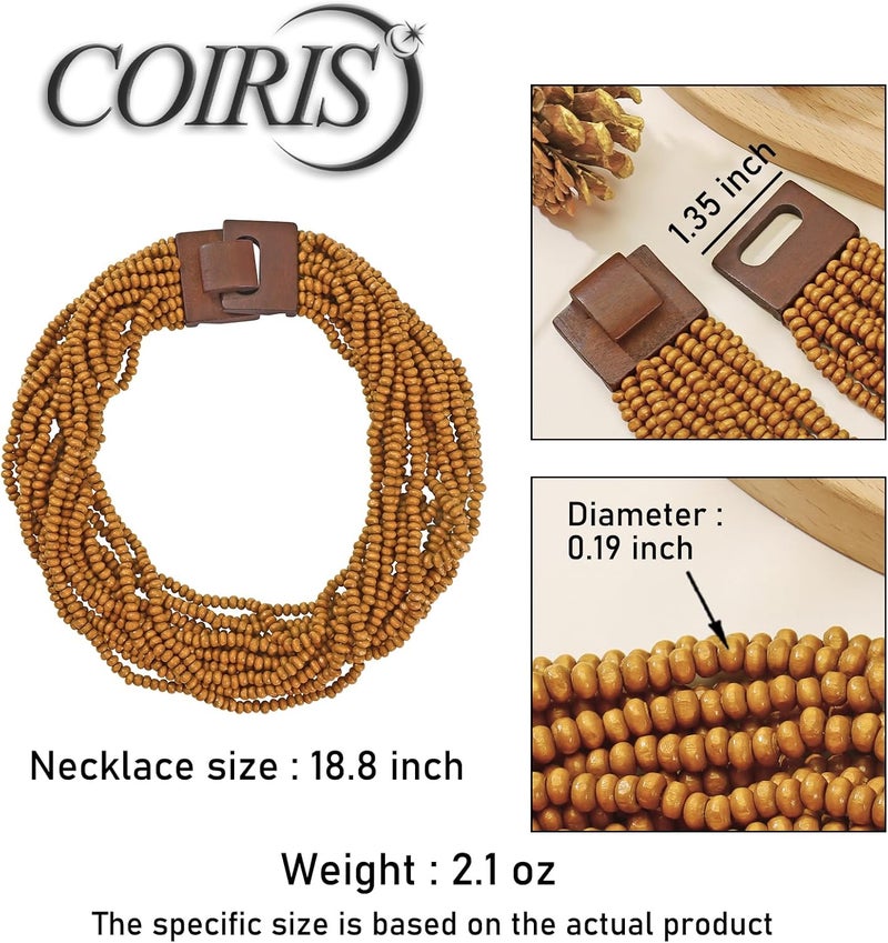 Coiris Beaded Strand Necklace for Women Boho Chunky Beaded Strand Necklace Bohemian Summer Beach Necklace Jewelry for Women(N0059-Black) - Image 4